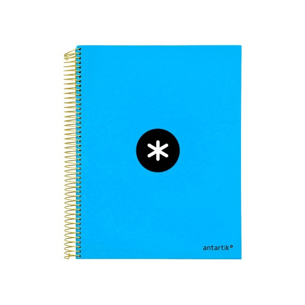 Cuaderno espiral liderpapel a4 micro antartik tapa forrada 120h 100 gr liso con bandas 4 taladros color azul