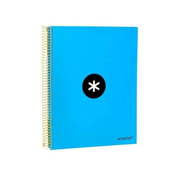 Cuaderno espiral liderpapel a4 micro antartik tapa forrada 120h 100 gr liso con bandas 4 taladros color azul