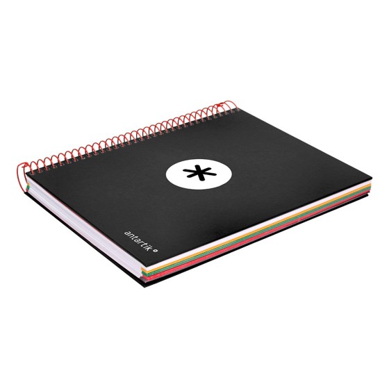 Cuaderno espiral liderpapel a5 micro antartik tapa forrada120h 100 gr cuadro 5mm 5 bandas 6 taladros color negro