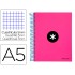 Cuaderno espiral liderpapel a5 micro antartik tapa forrada120h 100 gr cuadro 5mm 5 bandas 6 taladros color rosa