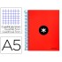 Cuaderno espiral liderpapel a5 micro antartik tapa forrada120h 100 gr cuadro 5mm 5 bandas 6 taladros color rojo