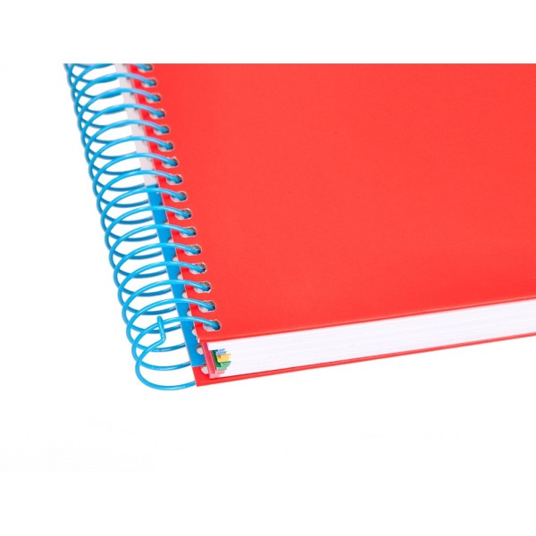 Cuaderno espiral liderpapel a5 micro antartik tapa forrada120h 100 gr cuadro 5mm 5 bandas 6 taladros color rojo