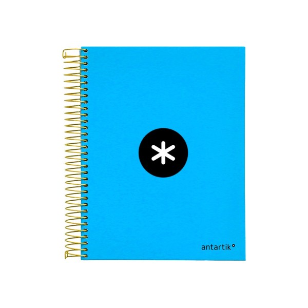 Cuaderno espiral liderpapel a5 micro antartik tapa forrada120h 100 gr cuadro 5mm 5 bandas 6 taladros color azul