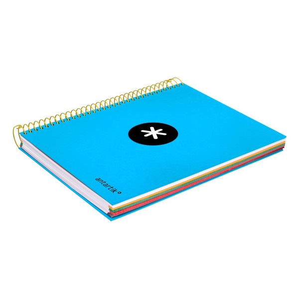Cuaderno espiral liderpapel a5 micro antartik tapa forrada120h 100 gr cuadro 5mm 5 bandas 6 taladros color azul