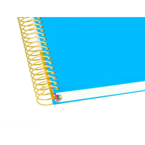 Cuaderno espiral liderpapel a5 micro antartik tapa forrada120h 100 gr cuadro 5mm 5 bandas 6 taladros color azul