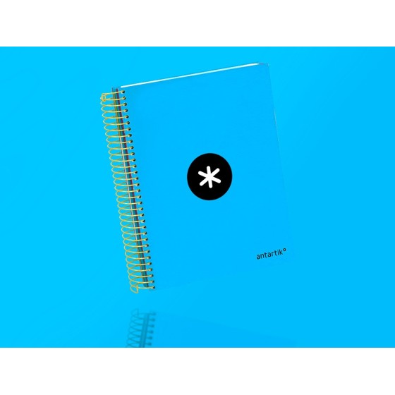 Cuaderno espiral liderpapel a5 micro antartik tapa forrada120h 100 gr cuadro 5mm 5 bandas 6 taladros color azul