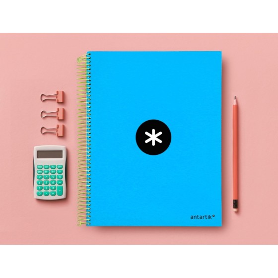 Cuaderno espiral liderpapel a4 micro antartik tapa forrada120h 100 gr cuadro 5mm 5 banda4 taladros color azul
