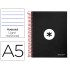 Cuaderno espiral liderpapel a5 micro antartik tapa forrada 120h 100 gr horizontal 5 bandas 6 taladros color negro