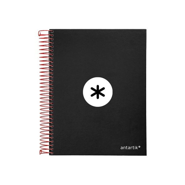 Cuaderno espiral liderpapel a5 micro antartik tapa forrada 120h 100 gr horizontal 5 bandas 6 taladros color negro