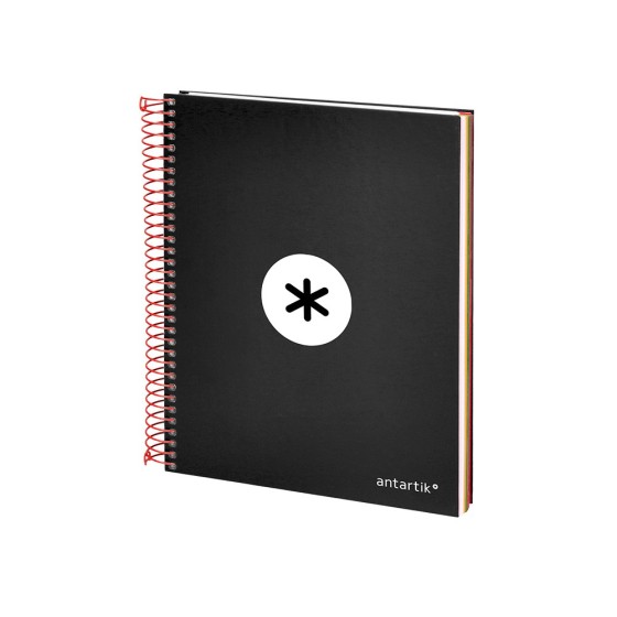 Cuaderno espiral liderpapel a5 micro antartik tapa forrada 120h 100 gr horizontal 5 bandas 6 taladros color negro