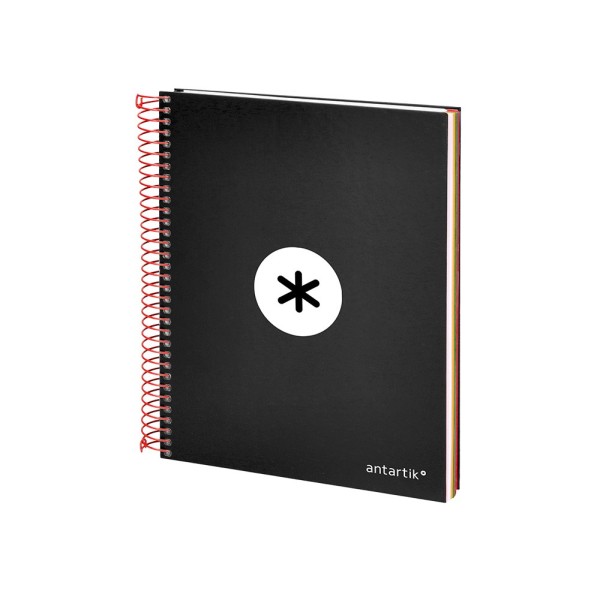 Cuaderno espiral liderpapel a5 micro antartik tapa forrada 120h 100 gr horizontal 5 bandas 6 taladros color negro