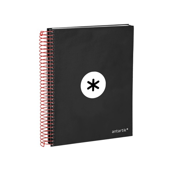 Cuaderno espiral liderpapel a5 micro antartik tapa forrada 120h 100 gr horizontal 5 bandas 6 taladros color negro