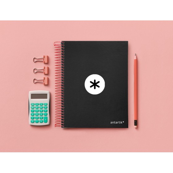 Cuaderno espiral liderpapel a5 micro antartik tapa forrada 120h 100 gr horizontal 5 bandas 6 taladros color negro
