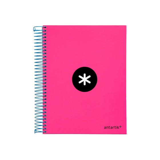 Cuaderno espiral liderpapel a5 micro antartik tapa forrada 120h 100 gr horizontal 5 bandas 6 taladros color rosa