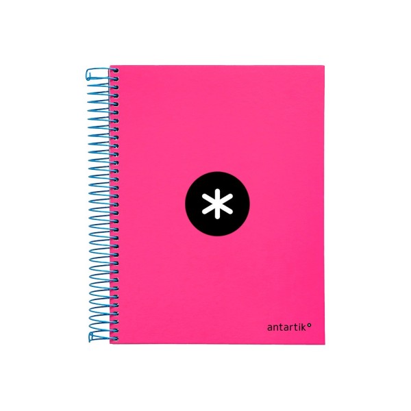 Cuaderno espiral liderpapel a5 micro antartik tapa forrada 120h 100 gr horizontal 5 bandas 6 taladros color rosa