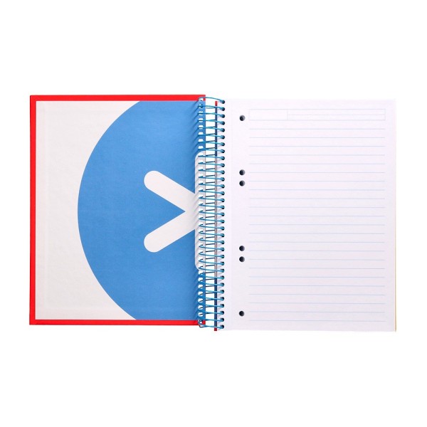 Cuaderno espiral liderpapel a5 micro antartik tapa forrada 120h 100 gr horizontal 5 bandas 6 taladros color rojo.