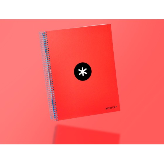 Cuaderno espiral liderpapel a4 micro antartik tapa forrada 120h 100 gr horizontal 5 bandas 4 taladros color rojo