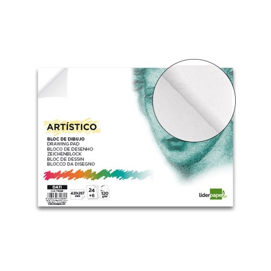 Bloc dibujo liderpapel artistico encolado 297x420 mm 30 hojas 120g/m2 sin recuadro