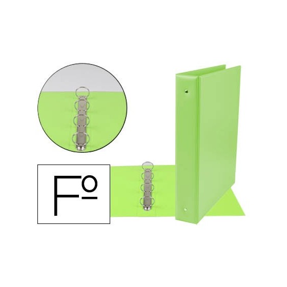 Carpeta liderpapel 4 anillas 40 mm redondas plastico folio color verde pistacho
