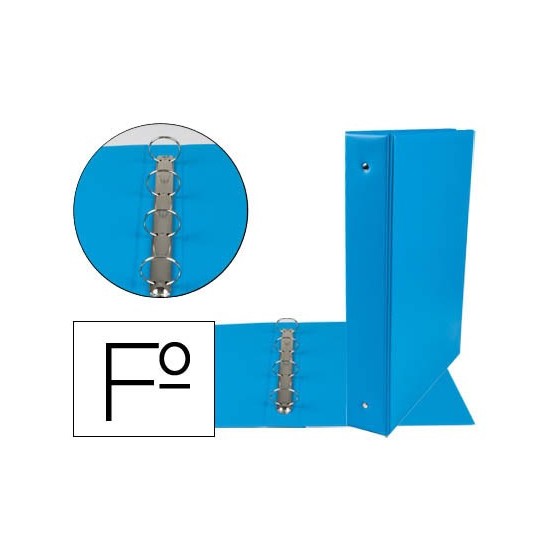 Carpeta liderpapel 4 anillas 40 mm redondas plastico folio color celeste