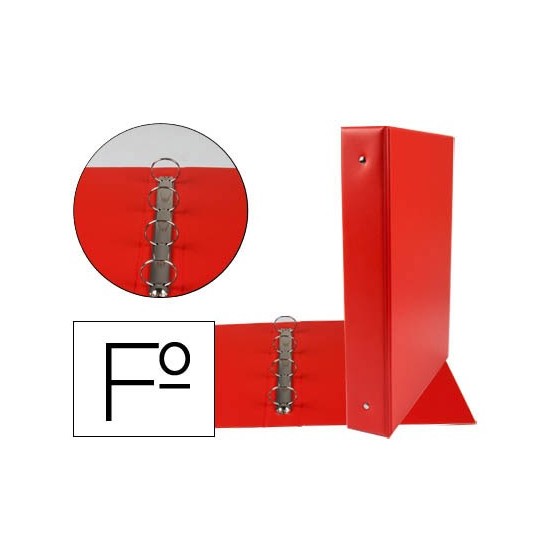 Carpeta liderpapel 4 anillas 40 mm redondas plastico folio color rojo