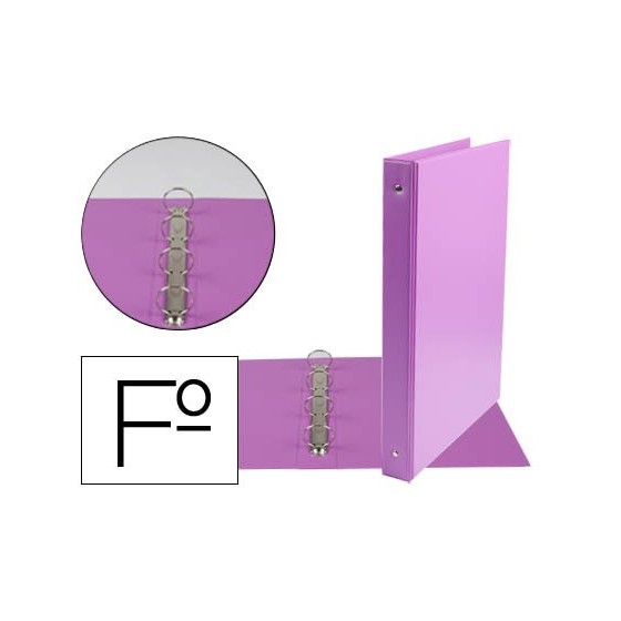 Carpeta liderpapel 4 anillas 25 mm redondas plastico folio color lila