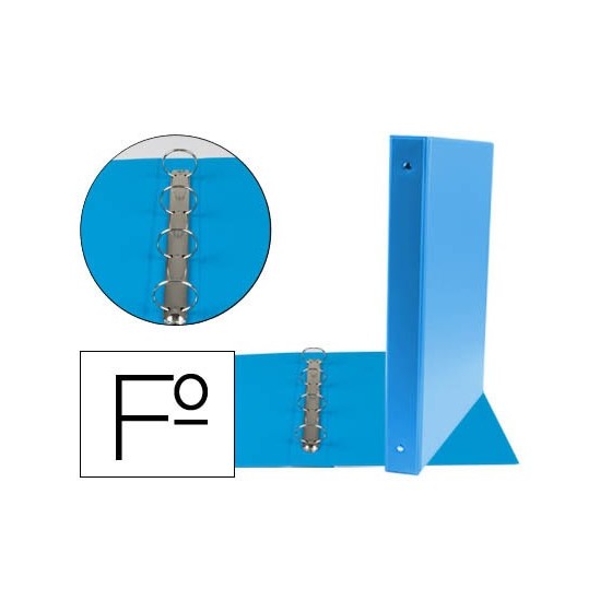 Carpeta liderpapel 4 anillas 25 mm redondas plastico folio color celeste