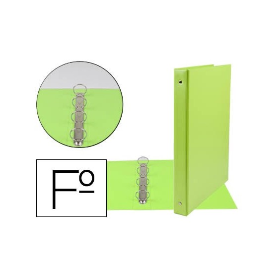 Carpeta liderpapel 4 anillas 25 mm redondas plastico folio color verde pistacho