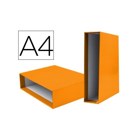 Caja archivador liderpapel de palanca carton din-a4 documenta lomo 75mm color naranja