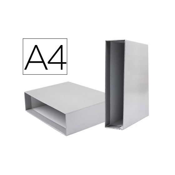 Caja archivador liderpapel de palanca carton din-a4 documenta lomo 75mm color gris