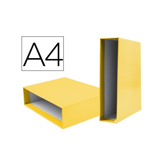 Caja archivador liderpapel de palanca carton din-a4 documenta lomo 75mm color amarillo