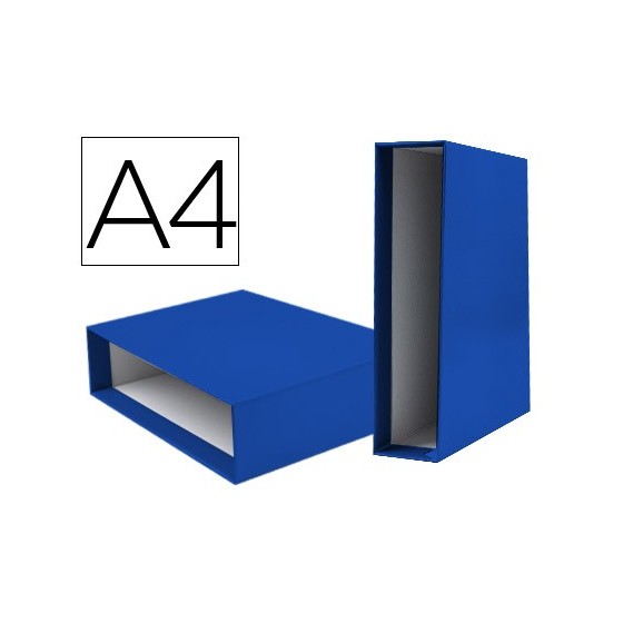 Caja archivador liderpapel de palanca carton din-a4 documenta lomo 75mm color azul