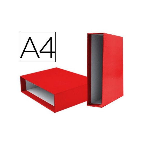 Caja archivador liderpapel de palanca carton din-a4 documenta lomo 75mm color rojo