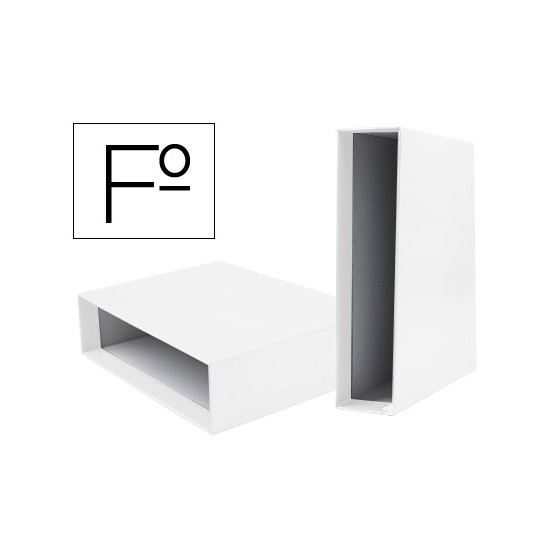 Caja archivador liderpapel de palanca carton folio documenta lomo 75mm color blanca