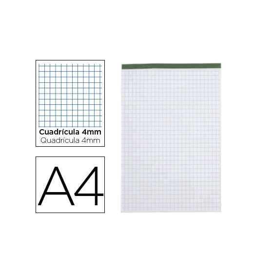 Bloc notas liderpapel cuadro 4 mm a4 80 hojas 60 g/m2 perforado sin tapa