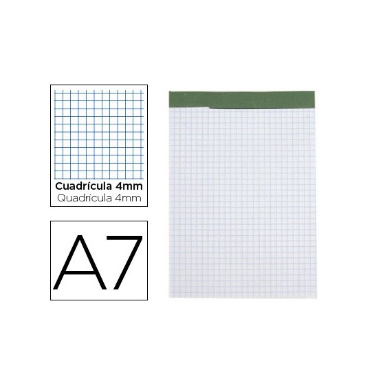 Bloc notas liderpapel cuadro 4 mm a7 80 hojas 60 g/m2 perforado sin tapa