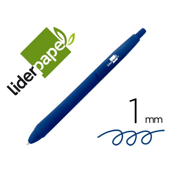 Boligrafo liderpapel gummy touch retractil 1,0 mm tinta azul