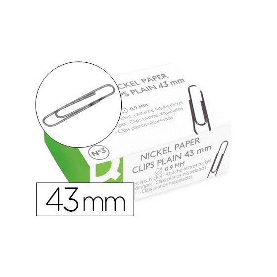 Clips niquelados q-connect nº3 43 mm caja de 100 unidades
