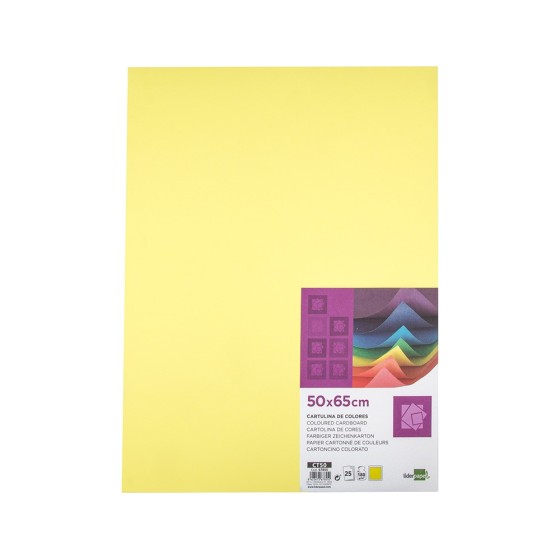 Cartulina liderpapel 50x65 cm 180 gr amarillo medio paquete de 25