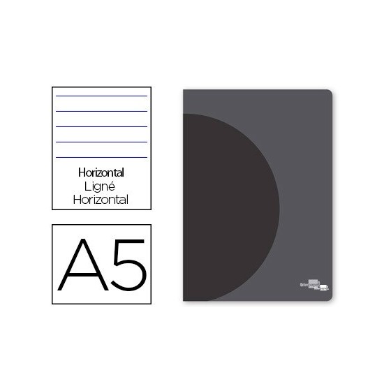 Libreta liderpapel 360 tapa de plastico a5 48 hojas 90g/m2 horizontal con doble margen tapa negra
