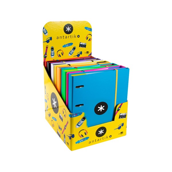Carpeta con recambio liderpapel antartik a4 cuadro 5mm forrada 4 anillas 40mm recondas colores surtidos