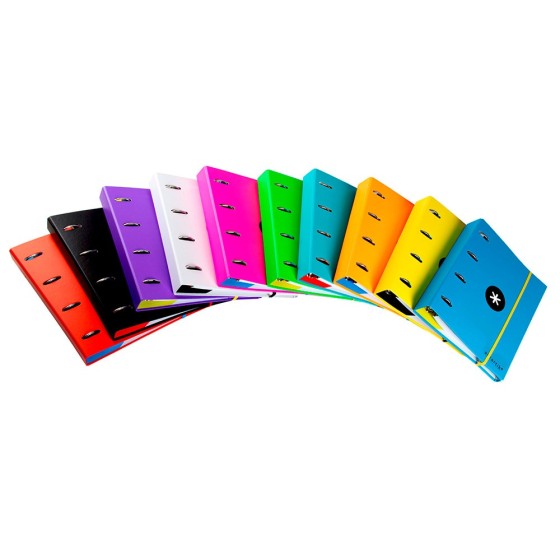 Carpeta con recambio liderpapel antartik a4 cuadro 5mm forrada 4 anillas 40mm recondas colores surtidos