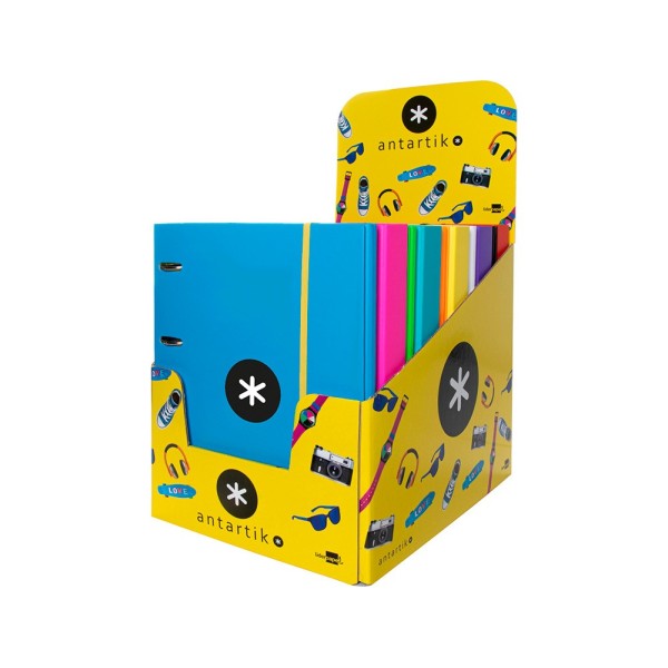 Carpeta con recambio liderpapel antartik a4 cuadro 5 mm forrada 4 anillas 25mm redondas colores surtidos