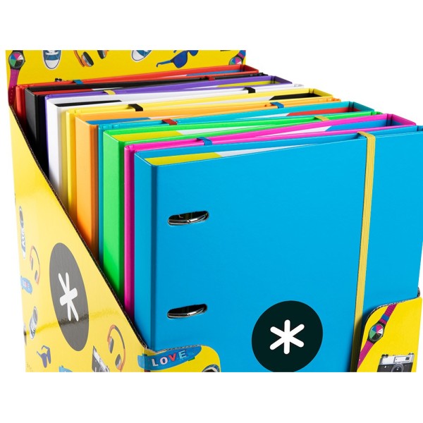 Carpeta con recambio liderpapel antartik a4 cuadro 5 mm forrada 4 anillas 25mm redondas colores surtidos