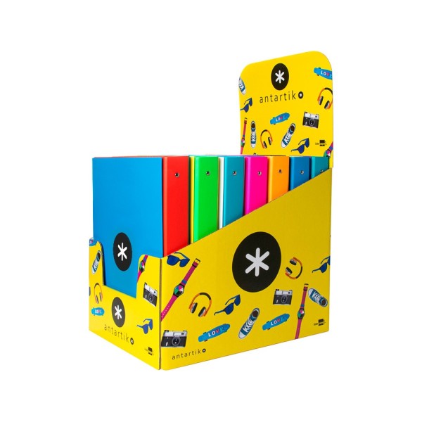 Carpeta 4 anillas 40 mm mixtas liderpapel antartik a4 forrada colores surtidos