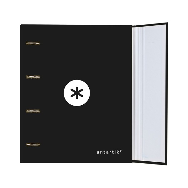 Carpeta con recambio liderpapel antartik a4 cuadro 5 mm forrada 4 anillas 40mm redondas color negra