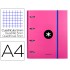 Carpeta con recambio liderpapel antartik a4 cuadro 5 mm forrada 4 anillas 40mm redondas color rosa
