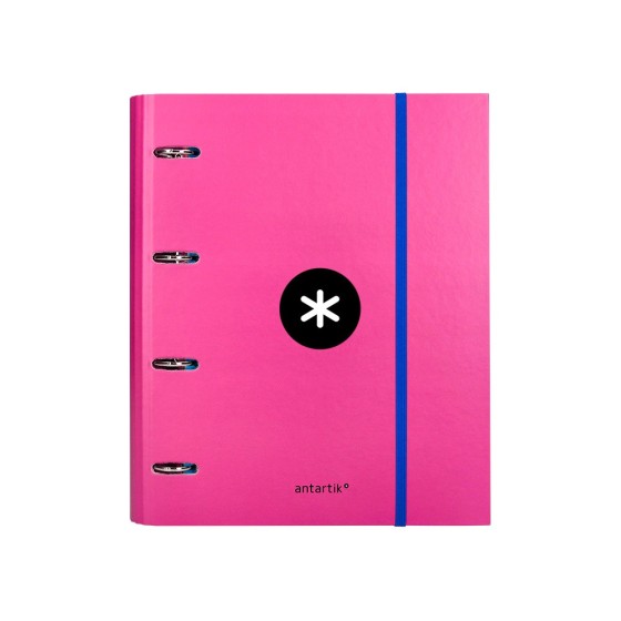 Carpeta con recambio liderpapel antartik a4 cuadro 5 mm forrada 4 anillas 40mm redondas color rosa