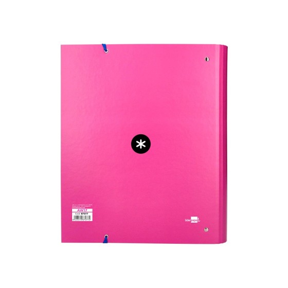 Carpeta con recambio liderpapel antartik a4 cuadro 5 mm forrada 4 anillas 40mm redondas color rosa
