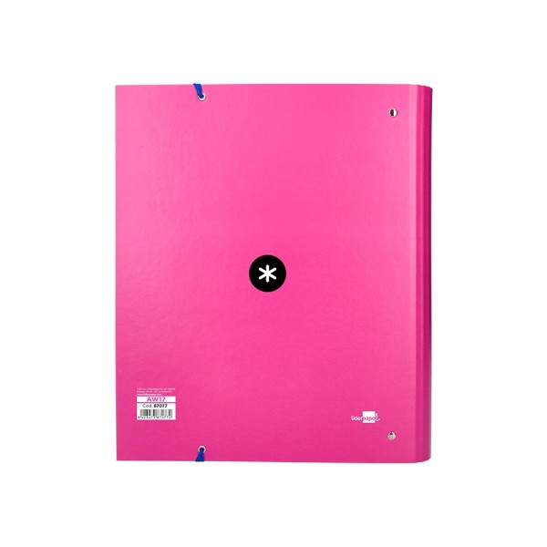 Carpeta con recambio liderpapel antartik a4 cuadro 5 mm forrada 4 anillas 40mm redondas color rosa